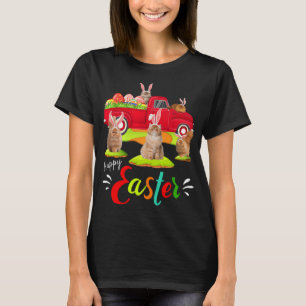 Niedliche Bunny Persian Cats Riding Red Truck Happ T-Shirt