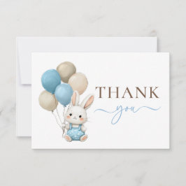 Niedliche Bunny Rabbit Balloons | Blue Boy Baby Du Dankeskarte