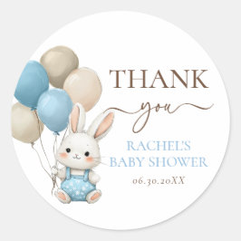 Niedliche Bunny Rabbit Balloons | Blue Boy Baby Du Runder Aufkleber