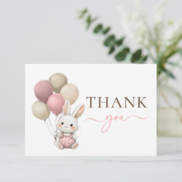 Niedliche Bunny Rabbit Balloons | Pink Girl Baby D Dankeskarte