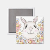 Niedliche Bunny Rabbit Blume & Schmetterlinge Magnet (Vorderseite/Rückseite)