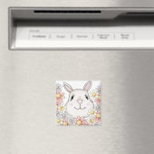 Niedliche Bunny Rabbit Blume & Schmetterlinge Magnet (In Situ (Geschirrspüler))