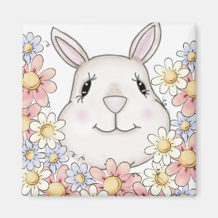 Niedliche Bunny Rabbit Blume & Schmetterlinge Magnet