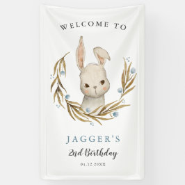 Niedliche Bunny Rabbit Boys Geburtstagsparty Willk Banner