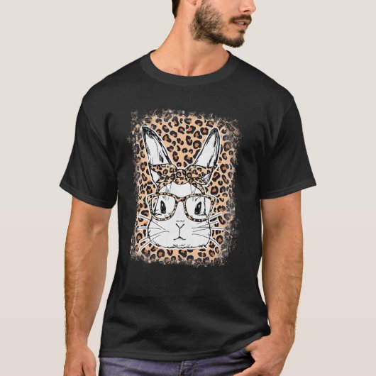 Niedliche Bunny Rabbit Face Leopard Brille Headban T-Shirt (Vorderseite)