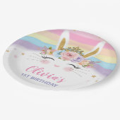 Niedliche Bunny Rabbit Geburtstagsparty Pappteller (Schrägansicht)