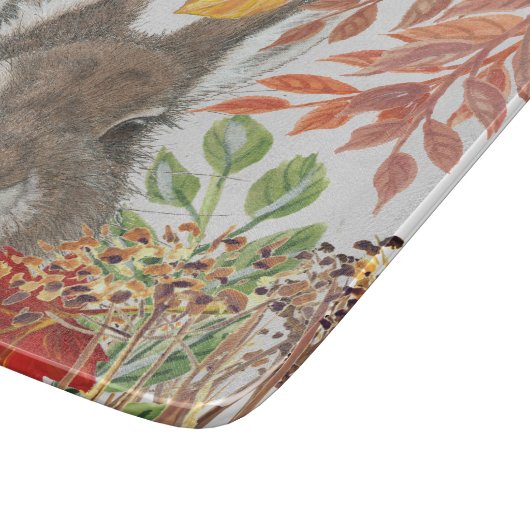 Niedliche Bunny Rabbit Herbst Herbst Leaves Rustik Schneidebrett (Ecke)