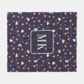 Niedliche Bunny Rabbit Muster Monogram Initialen L Fleecedecke (Vorderseite (Horizontal))