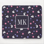 Niedliche Bunny Rabbit Muster Monogram Initialen L Mousepad (Vorne)