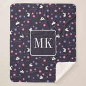 Niedliche Bunny Rabbit Muster Monogram Initialen L Sherpadecke (Vorderseite)
