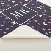 Niedliche Bunny Rabbit Muster Monogram Initialen L Sherpadecke (3/4)