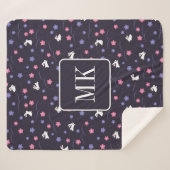 Niedliche Bunny Rabbit Muster Monogram Initialen L Sherpadecke (Vorderseite (Horizontal))