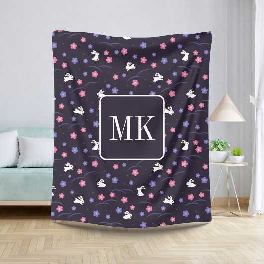Niedliche Bunny Rabbit Muster Monogram Initialen L Sherpadecke