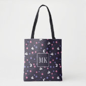 Niedliche Bunny Rabbit Muster Monogram Initialen L Tasche (Vorderseite)