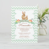 Niedliche Bunny Rabbit Neutral Baby Shower Einladu Einladung (Stehend Vorderseite)