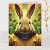 NIEDLICHE BUNNY RABBIT Oversifizierte BIRTHDAY-KAR Karte (Gelbe Blume)