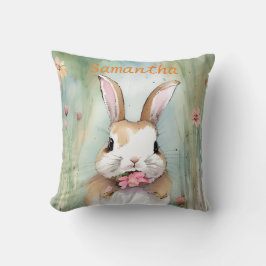 Niedliche Bunny Rabbit Pastel Wasserfarbe Frühling Kissen