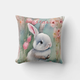 Niedliche Bunny Rabbit Pastel Wasserfarbe Frühling Kissen