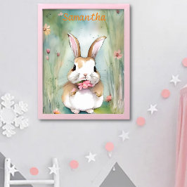 Niedliche Bunny Rabbit Pastel Wasserfarbe Frühling Poster