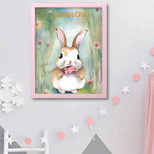 Niedliche Bunny Rabbit Pastel Wasserfarbe Frühling Poster