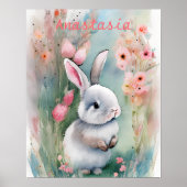 Niedliche Bunny Rabbit Pastel Wasserfarbe Frühling Poster (Vorne)
