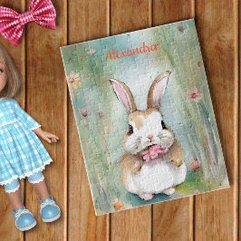 Niedliche Bunny Rabbit Pastel Wasserfarbe Frühling Puzzle