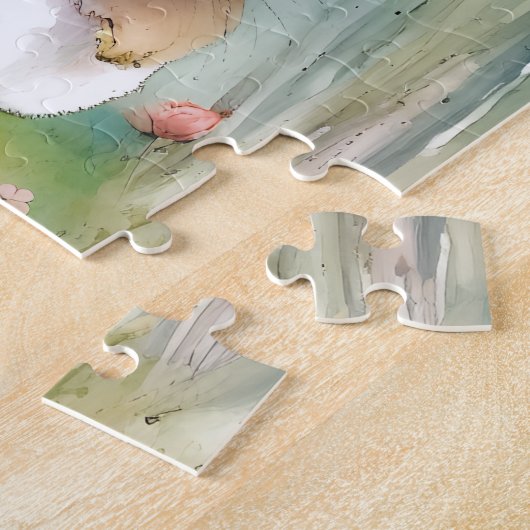 Niedliche Bunny Rabbit Pastel Wasserfarbe Frühling Puzzle (Seite)