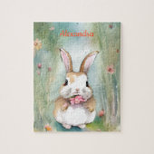 Niedliche Bunny Rabbit Pastel Wasserfarbe Frühling Puzzle (Vertikal)