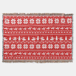 Niedliche Bunny Rabbits Red Christmas Holiday Patt Decke