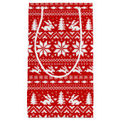 Niedliche Bunny Rabbits Red Christmas Holiday Patt Kleine Geschenktüte (Vorderseite)