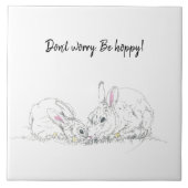 Niedliche Bunny Rabbits zeichnend|Seien Sie unbeso Fliese (Vorderseite)