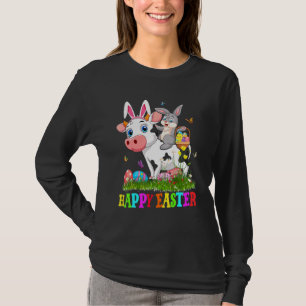 Niedliche Bunny Riding Kuh Ostern Ei Niedlich Kani T-Shirt