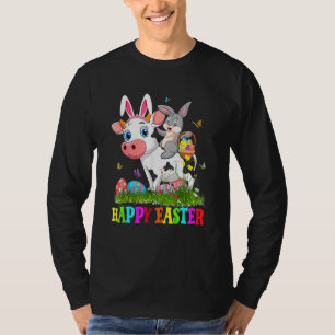 Niedliche Bunny Riding Kuh Ostern Ei Niedlich Kani T-Shirt