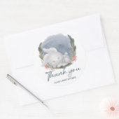 Niedliche Bunny Snowly Winter Baby Dusche Danke Runder Aufkleber (Umschlag)