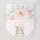 Niedliche Bunny Soft Blush Gold Aquarell Blüten Platzkarte (Außenseite Aufgefaltet)