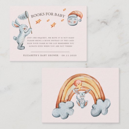 Niedliche Bunny Stars Rainbow Diaper Raffel Begleitkarte (Vorne/Hinten)