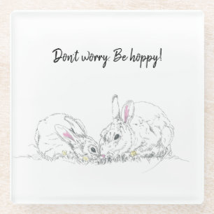 Niedliche Bunny Tinte Zeichnend   Mach dir keine S Glasuntersetzer