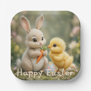 Niedliche Bunny und Chick Oaster Szene Pappteller