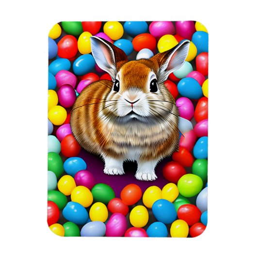 Niedliche Bunny und Jellybeans Magnet (Vertikal)