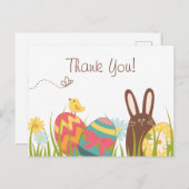 Niedliche Bunny und Ostereier Urlaub Danke Postkarte (Vorne/Hinten)