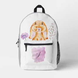 NIEDLICHE BUNNY VIOLET BLUME GRAU WHITE INDIVIDUEL BEDRUCKTER RUCKSACK
