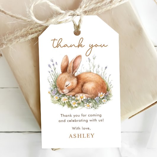 Niedliche Bunny & Watercolor Blume Kinderdusche Geschenkanhänger