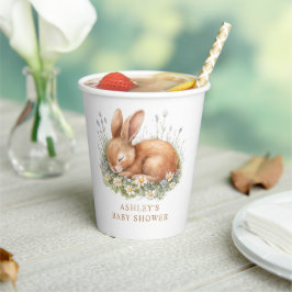 Niedliche Bunny & Watercolor Blume Kinderdusche Pappbecher