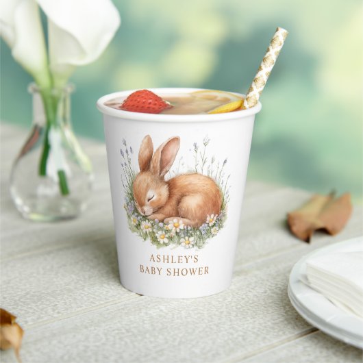 Niedliche Bunny & Watercolor Blume Kinderdusche Pappbecher (In Situ)
