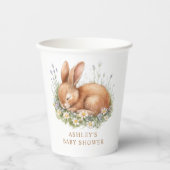 Niedliche Bunny & Watercolor Blume Kinderdusche Pappbecher (Vorderseite)