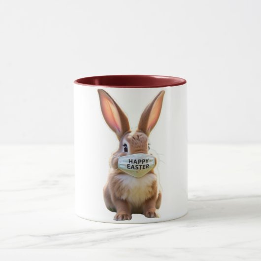 Niedliche Bunny Weber Frohes Osterfoto Maske Tasse (Zentrum)