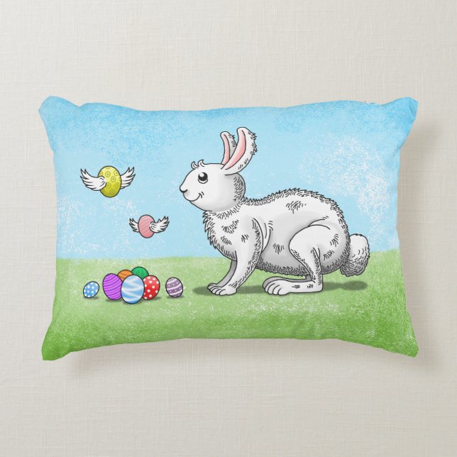 Niedliche Bunny's Ostereier Dekokissen (Vorderseite)