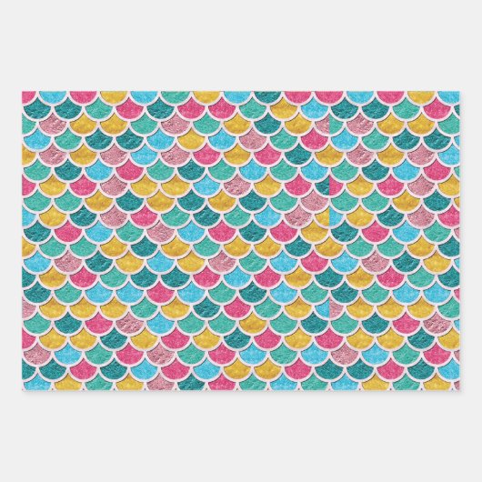 Niedliche bunt bemannte Meerjungenskala Geschenkpapier Set (Vorderseite)