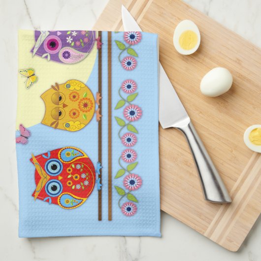 Niedliche bunt geblümte Sommeraugen Geschirrtuch (Viertel Falte)