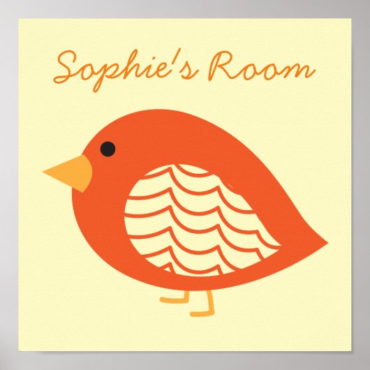 Niedliche, bunt geblümte Vogelplakette Poster (Vorne)